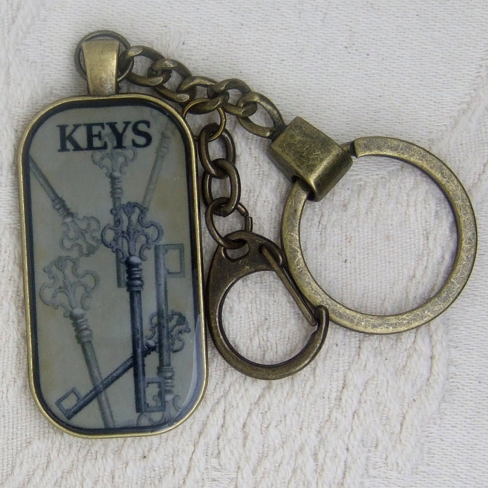 Vintage Keys Antique Bronze Key Ring/pendant Rectangle/oblong Etsy