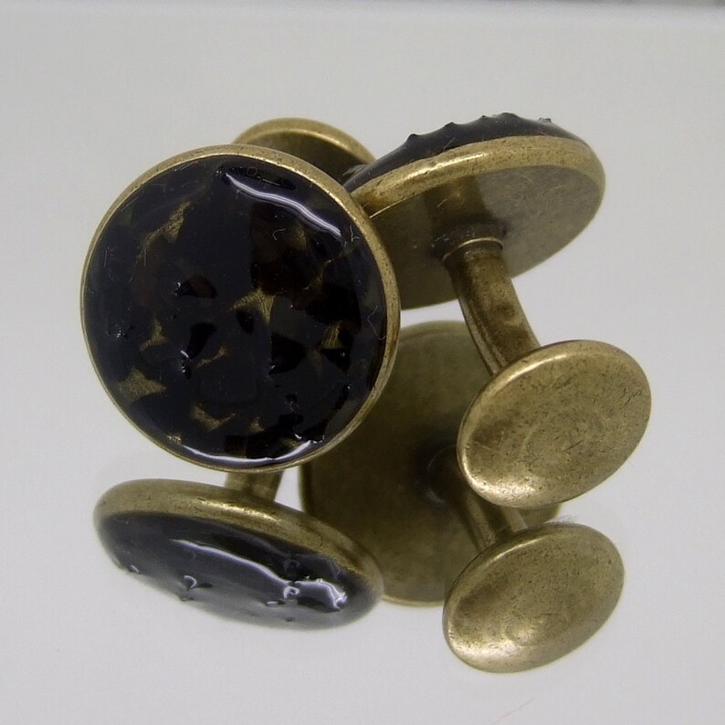 Black Volcanic Sand Round Cufflinks