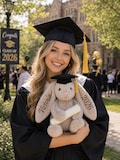 Custom Graduation Bunny Plush, Personalized Embroidered Name Grad Bunny, College Graduation Gift, Bunny with Cap Diploma for Her, Grad Gift