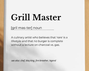 Funny Dad Definition Print, Grill Master Office Decor (Digital Download)