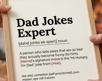 Personalized Dad Dictionary Art: 100% Editable Text & Colors | Perfect Fathers Day Gift