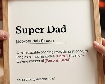 Personalized Dad Dictionary Art: Editable Text & Colors (Digital Download)