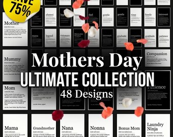 Mother's Day Gift, 48 Definition Print Mega Bundle, Dictionary Wall Art, Digital Download, Gift for Mom, Grandma, Stepmom, Printable Art