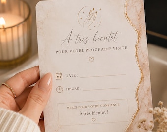Carte Rendez-Vous Institut Beauté Personnalisée | Carte Prochaine Visite Onglerie | Design Beige Or Élégant | Je Personnalise 24h