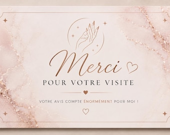 Carte Avis Client QR Code Personnalisée | Avis Google Institut Beauté | Design Rose Gold Élégant | Je Personnalise 24h