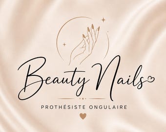Logo Prothésiste Ongulaire Personnalisé | Logo Beauty Nails Nude Beige Chic | Identité Visuelle Minimaliste | Je Personnalise 48h