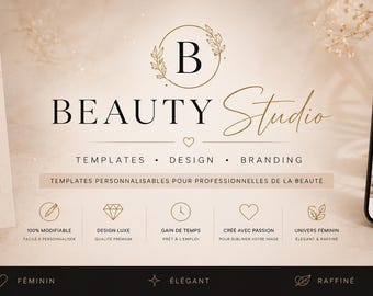 Carte RDV  Institut Beauté | Carte Prochaine Visite Digitale Onglerie | Design Beige Or Luxe Story | Je Crée 48h