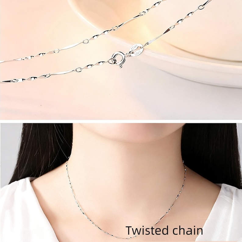 Halsband med hänge i tyst ängelfe, skyddsängel i målad legering, 8 kedjestilar, meningsfull present till henne och honom Twisted chain