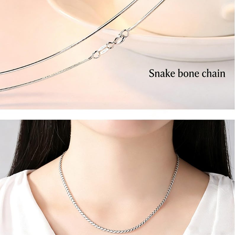 Halsband med hänge i tyst ängelfe, skyddsängel i målad legering, 8 kedjestilar, meningsfull present till henne och honom Snake bone chain