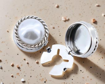 Knappskydd i tvinnat rep med pärla och presentask, tryckknappar i guld, silver, roséguld för blusar, minimalistiska, eleganta manschettknappar
