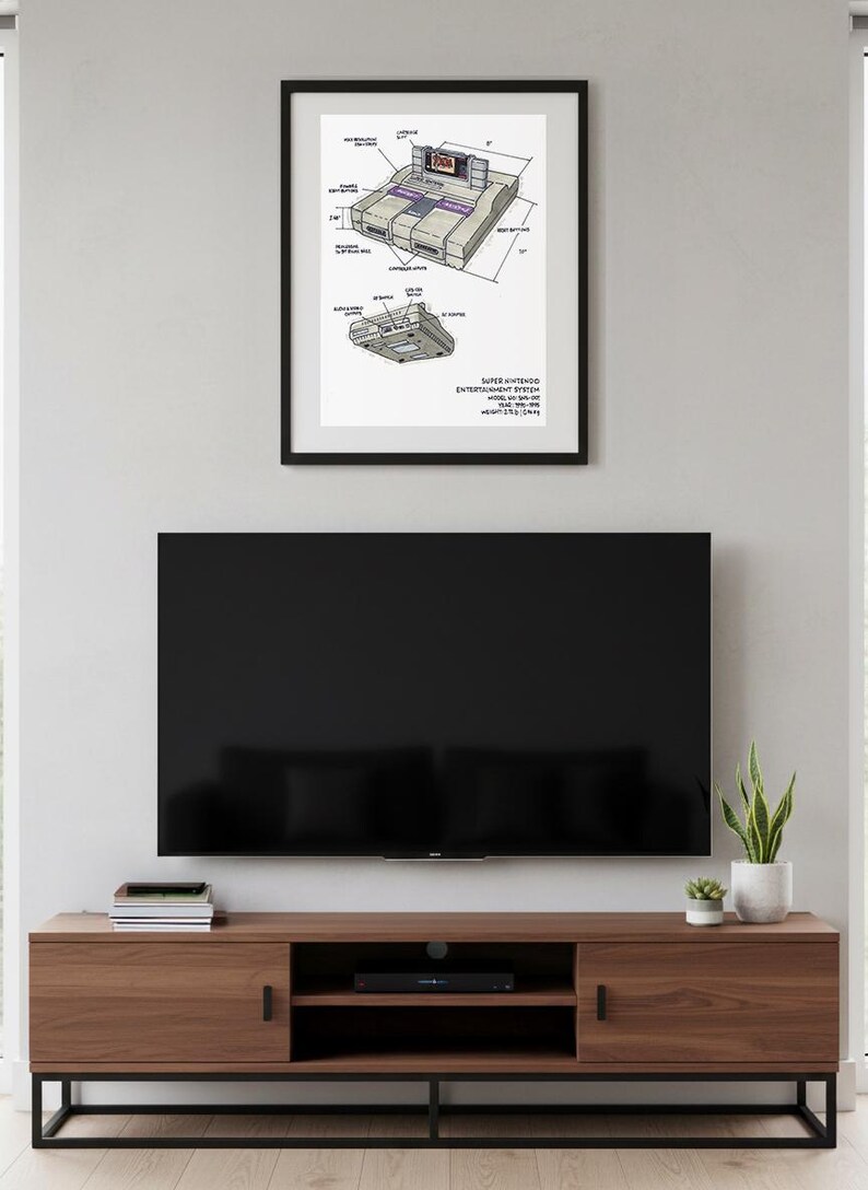 Super Nintendo (SNES) – Industrial Rendering Art | Satin Poster ...