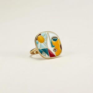 Fragmented Muse — Cubism Inspired Gold Plated Silver Ring
