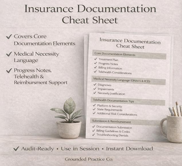 Insurance Documentation Cheat Sheet - Etsy