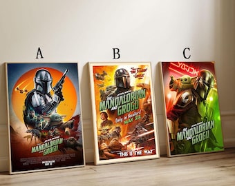 Star Wars The Mandalorian und Grogu (2026) Film Poster, Wand Kunst Dekor, Leinwand Druck, Klasse Film Poster, Ungerahmt, 3er Set