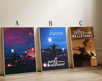 De voordelen van een muurbloempje filmposter, kunst aan de muur decor, canvasafdruk, klasse filmposter, ingelijst, set van 3