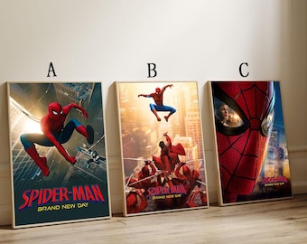 Póster de la película Spider-Man: Un Nuevo Día, decoración de pared, impresión en lienzo, póster de película clásico, sin marco, juego de 3