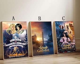 The School for Good and Evil (2022) Movie Poster, Wall Art Decor, Canvas Print, Class Film Poster, Unframed, Set of 3
