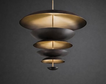 Lampadario Sputnik in ottone fatto a mano, lampada a sospensione a 6 luci in stile moderno di metà secolo, plafoniera in stile vintage, decorazione per la casa.