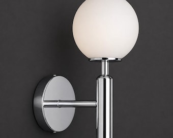 Aplique de pared de latón con forma de globo – Lámpara de mesita de noche de estilo moderno de mediados de siglo, lámpara de pared minimalista