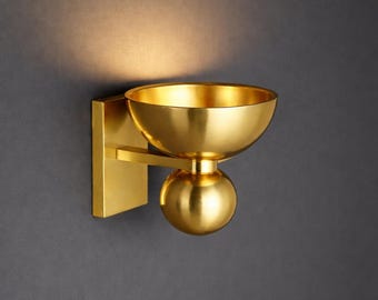 Vintage Brass Wall Sconce Handmade Mid Century Modern Brass Luxury Minimalist Decor Lighting Fixture