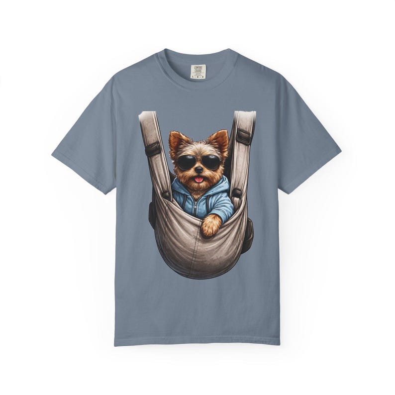 Camiseta portabebés con estampado de cachorro Yorkie / Camiseta con estampado de perro teñido en prenda imagen 1