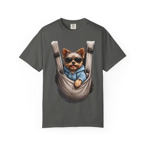 Camiseta portabebés con estampado de cachorro Yorkie / Camiseta con estampado de perro teñido en prenda imagen 4