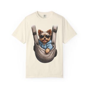 Camiseta portabebés con estampado de cachorro Yorkie / Camiseta con estampado de perro teñido en prenda imagen 3