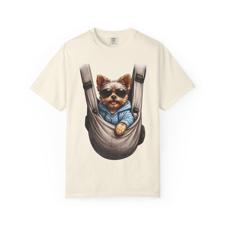 Camiseta portabebés con estampado de cachorro Yorkie / Camiseta con estampado de perro teñido en prenda imagen 3