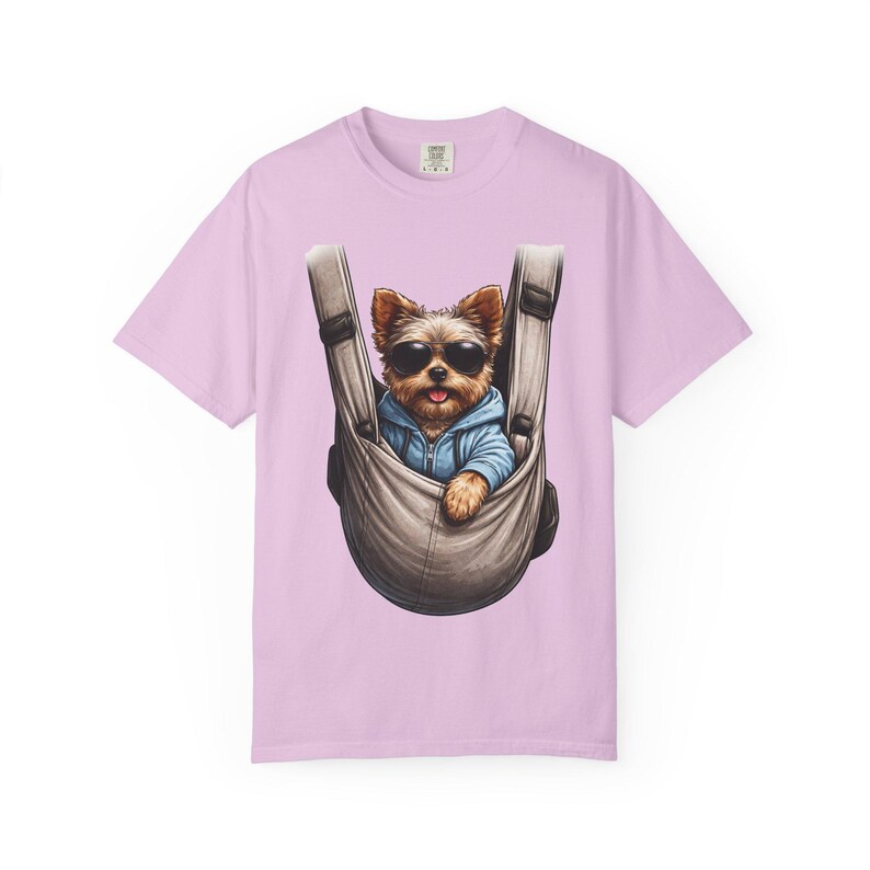 Camiseta portabebés con estampado de cachorro Yorkie / Camiseta con estampado de perro teñido en prenda imagen 12