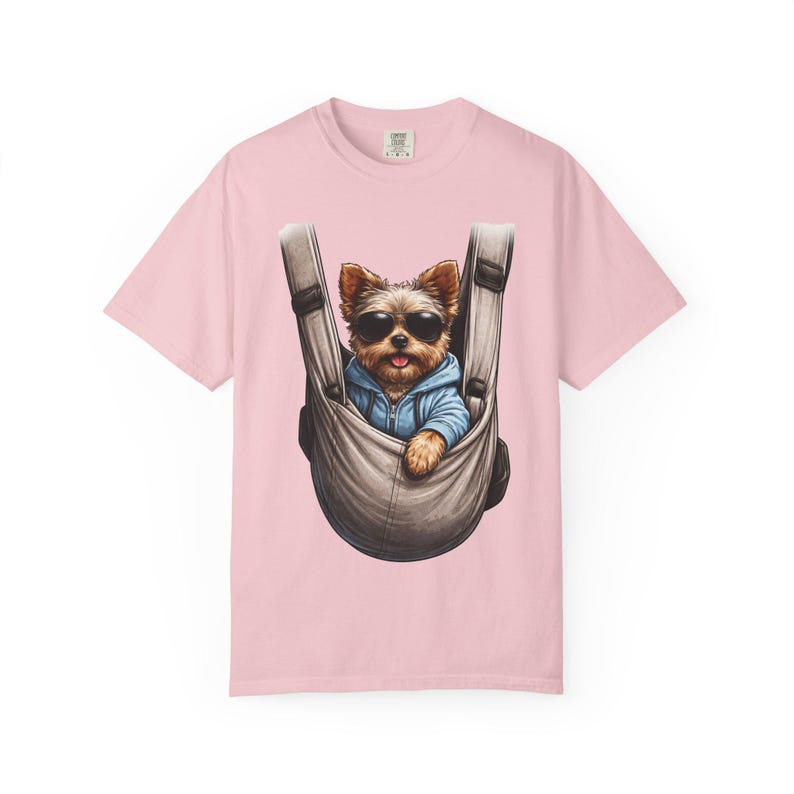 Camiseta portabebés con estampado de cachorro Yorkie / Camiseta con estampado de perro teñido en prenda imagen 13