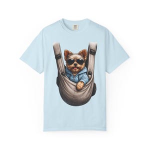 Camiseta portabebés con estampado de cachorro Yorkie / Camiseta con estampado de perro teñido en prenda imagen 8