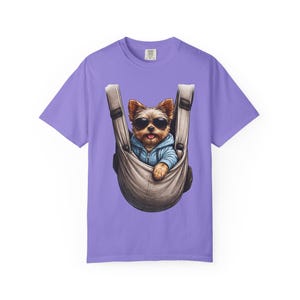 Camiseta portabebés con estampado de cachorro Yorkie / Camiseta con estampado de perro teñido en prenda imagen 11