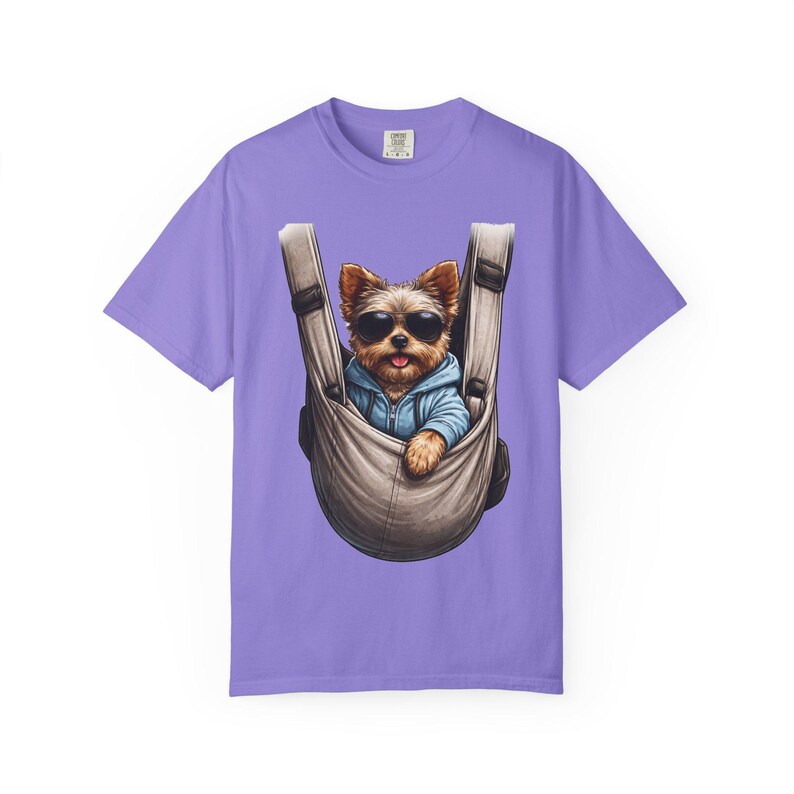 Camiseta portabebés con estampado de cachorro Yorkie / Camiseta con estampado de perro teñido en prenda imagen 11