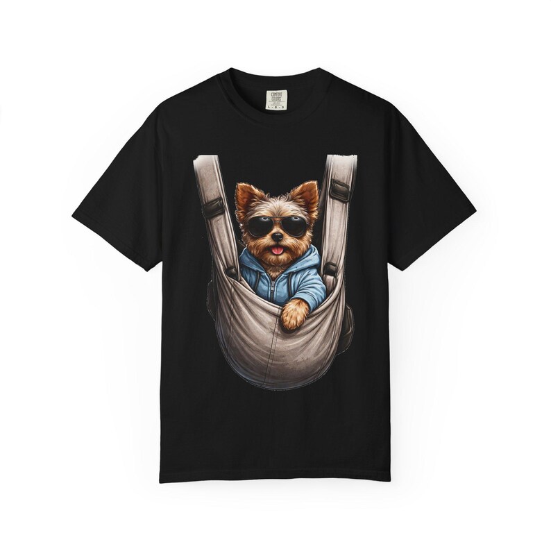 Camiseta portabebés con estampado de cachorro Yorkie / Camiseta con estampado de perro teñido en prenda imagen 10