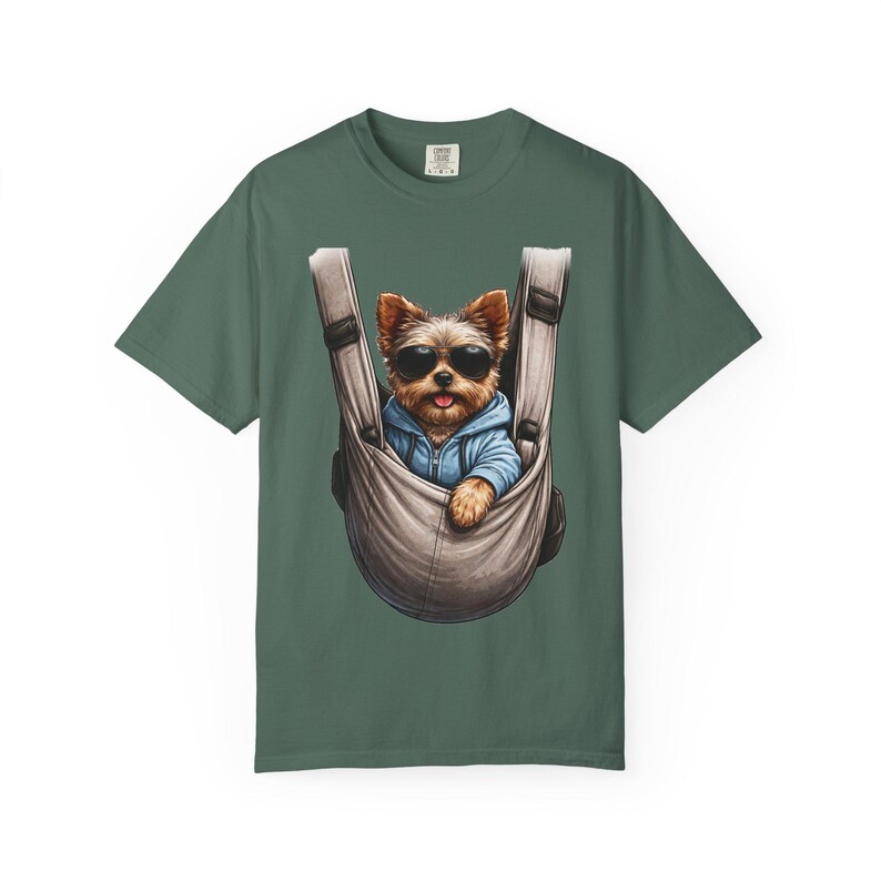Camiseta portabebés con estampado de cachorro Yorkie / Camiseta con estampado de perro teñido en prenda imagen 7