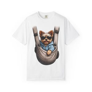 Camiseta portabebés con estampado de cachorro Yorkie / Camiseta con estampado de perro teñido en prenda imagen 2