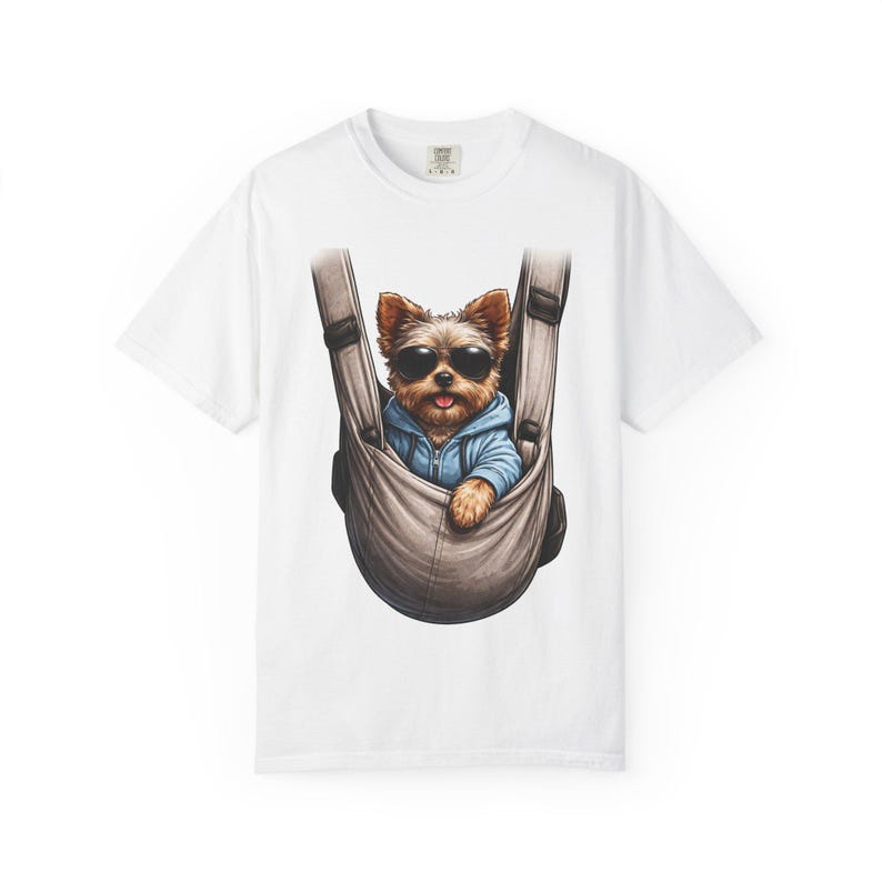 Camiseta portabebés con estampado de cachorro Yorkie / Camiseta con estampado de perro teñido en prenda imagen 2