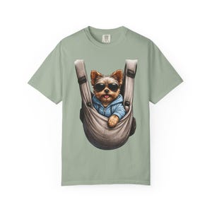 Camiseta portabebés con estampado de cachorro Yorkie / Camiseta con estampado de perro teñido en prenda imagen 6