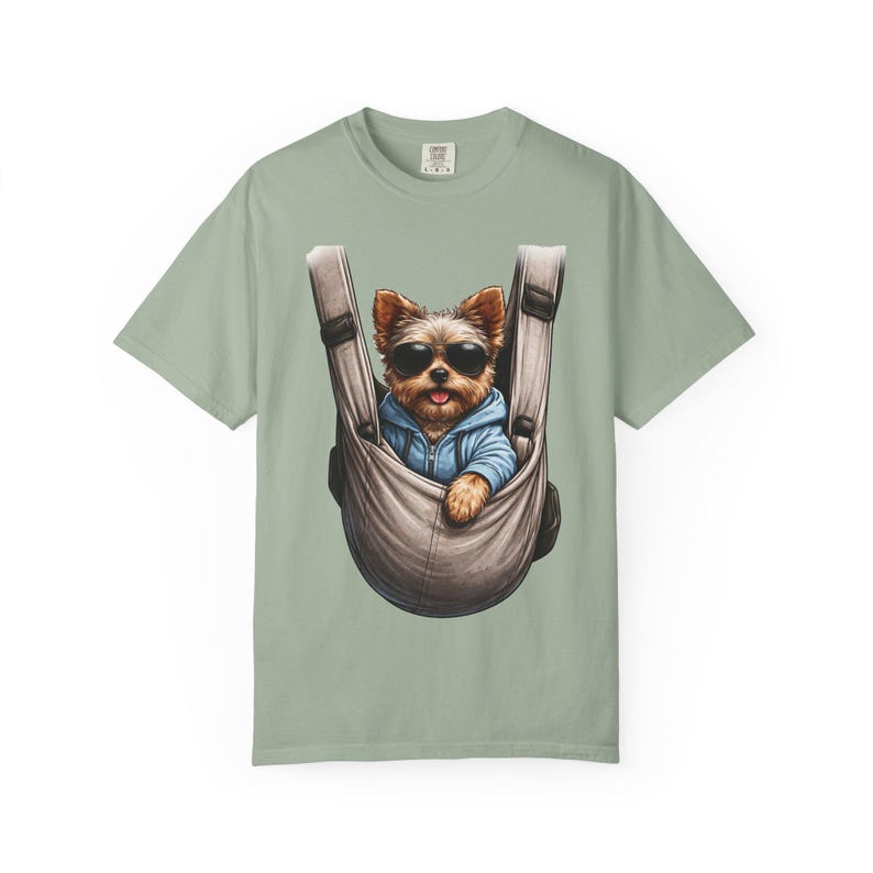 Camiseta portabebés con estampado de cachorro Yorkie / Camiseta con estampado de perro teñido en prenda imagen 6