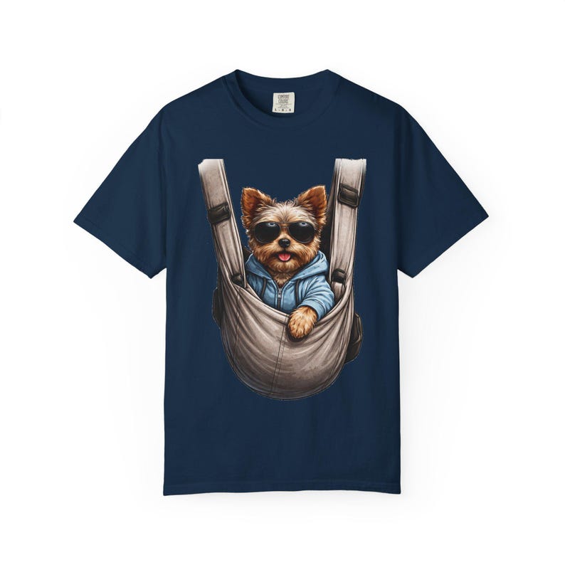Camiseta portabebés con estampado de cachorro Yorkie / Camiseta con estampado de perro teñido en prenda imagen 9