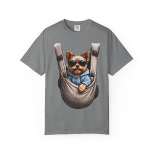 Camiseta portabebés con estampado de cachorro Yorkie / Camiseta con estampado de perro teñido en prenda imagen 5