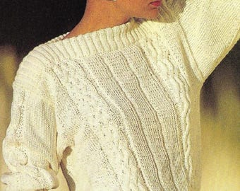 Modello di maglia vintage in cotone a trecce / Top DK da donna (modello PDF)