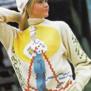 Maglia da sci vintage anni '80 - Modello per maglia - Abbigliamento sportivo alpino retrò - Download digitale PDF
