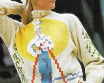 Maglia da sci vintage anni '80 - Modello per maglia - Abbigliamento sportivo alpino retrò - Download digitale PDF