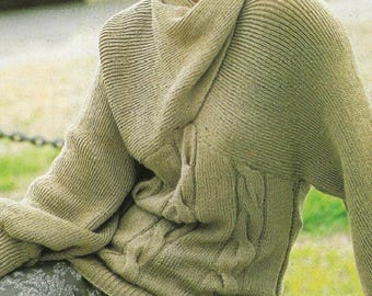 Tricot torsadé vintage avec un motif de tricot de col inhabituel – Pull texturé PDF – Téléchargement instantané