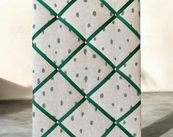 Handmade Fabric Noticeboard: Green Spots, Green Ribbon