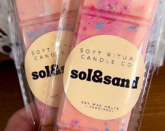 Sol&Sand Wax Melts | Sunwashed Summer Soy Wax Melts | Coconut Cotton Beach Scent | Coastal Cottage Wax Melts