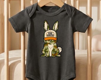 Egg Hunter Bunny Baby Boy Bodysuit: Easter Rabbit Newborn Clothing
