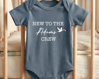 Baby Bodysuit New to the Crew Custom with Name: Announce Pregnancy