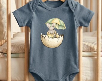 Easter Bunny Eggs Baby Bodysuit: Spring Newborn Clothing